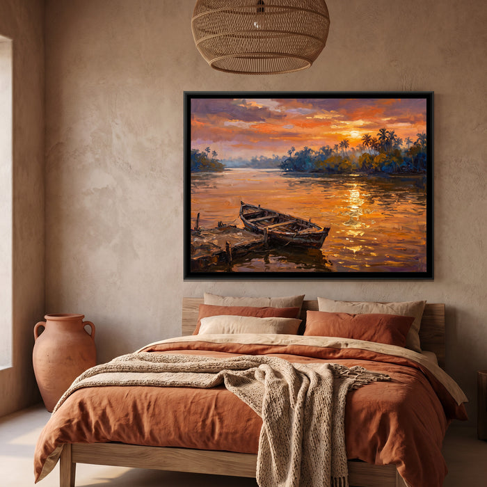 Mandovi River at Sunset, canvas print shown in a second room