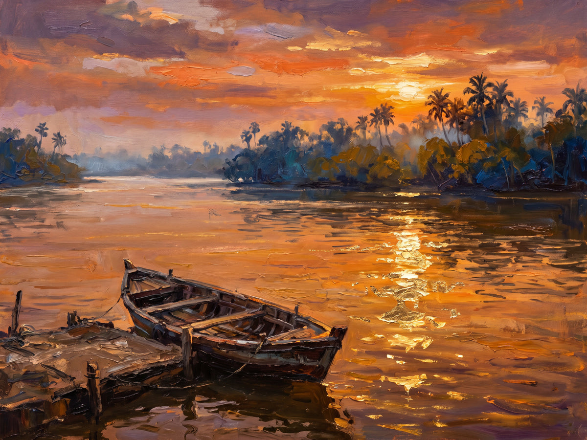 Mandovi River at Sunset, the full artwork