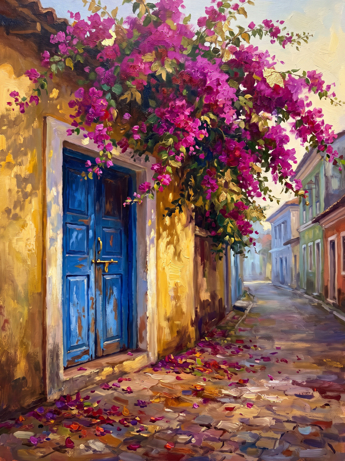 Blue Door and Bougainvillea in Fontainhas, the full artwork