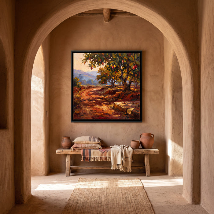 Red Laterite Lane under Cashew Trees, canvas in a room