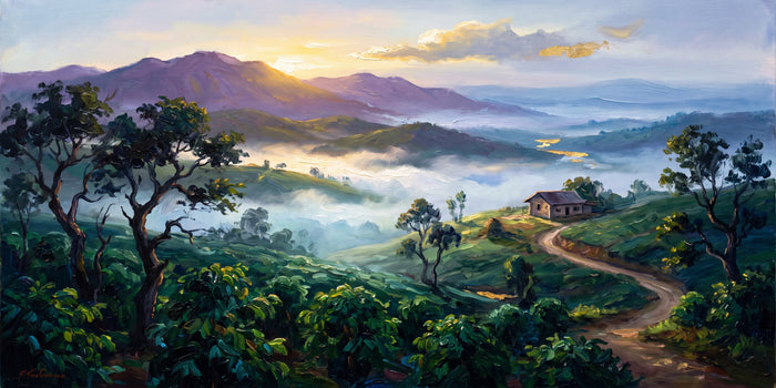 Coffee Estate Hills in Morning Mist, the full artwork