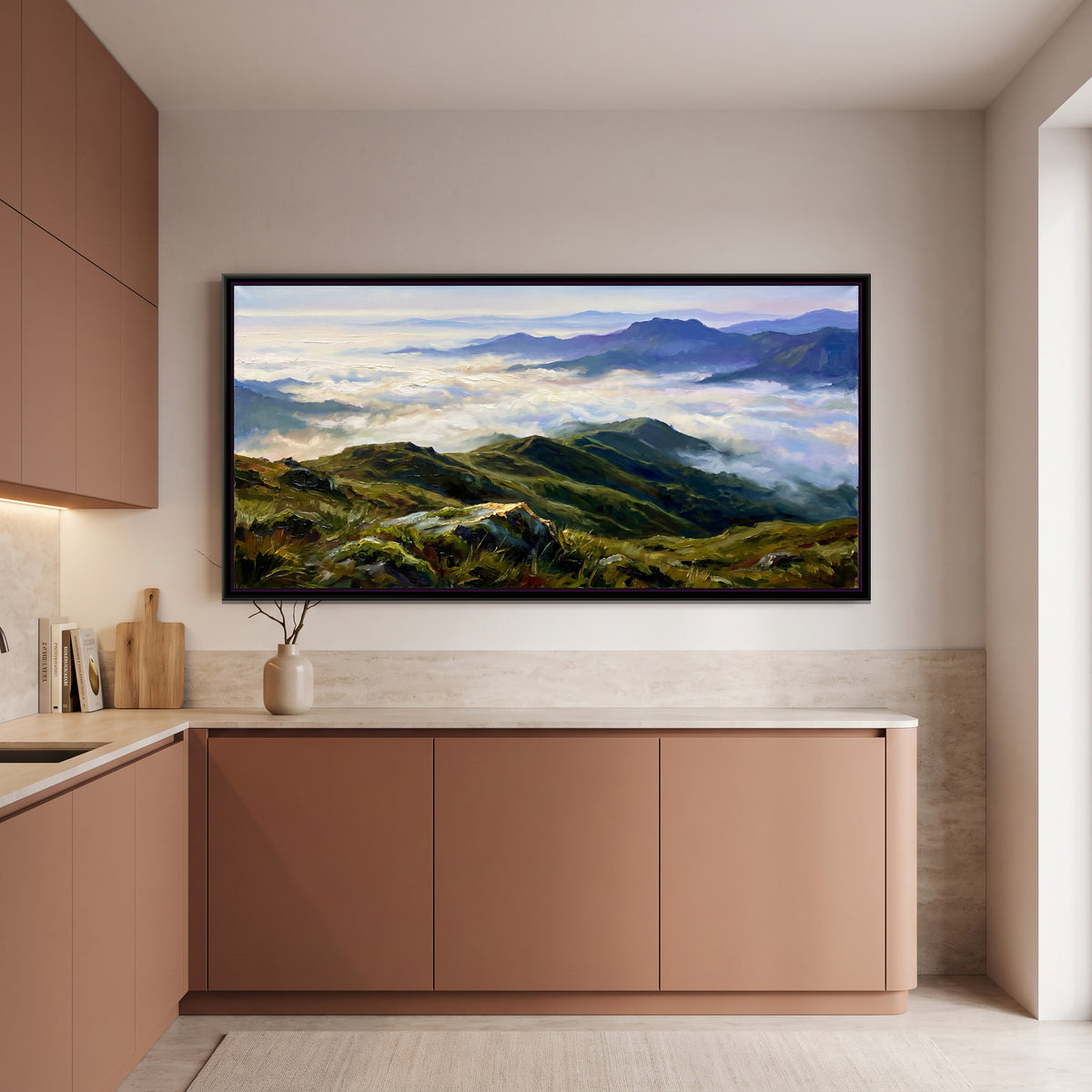 Mandalpatti Ridge above the Clouds, canvas print shown in a second room