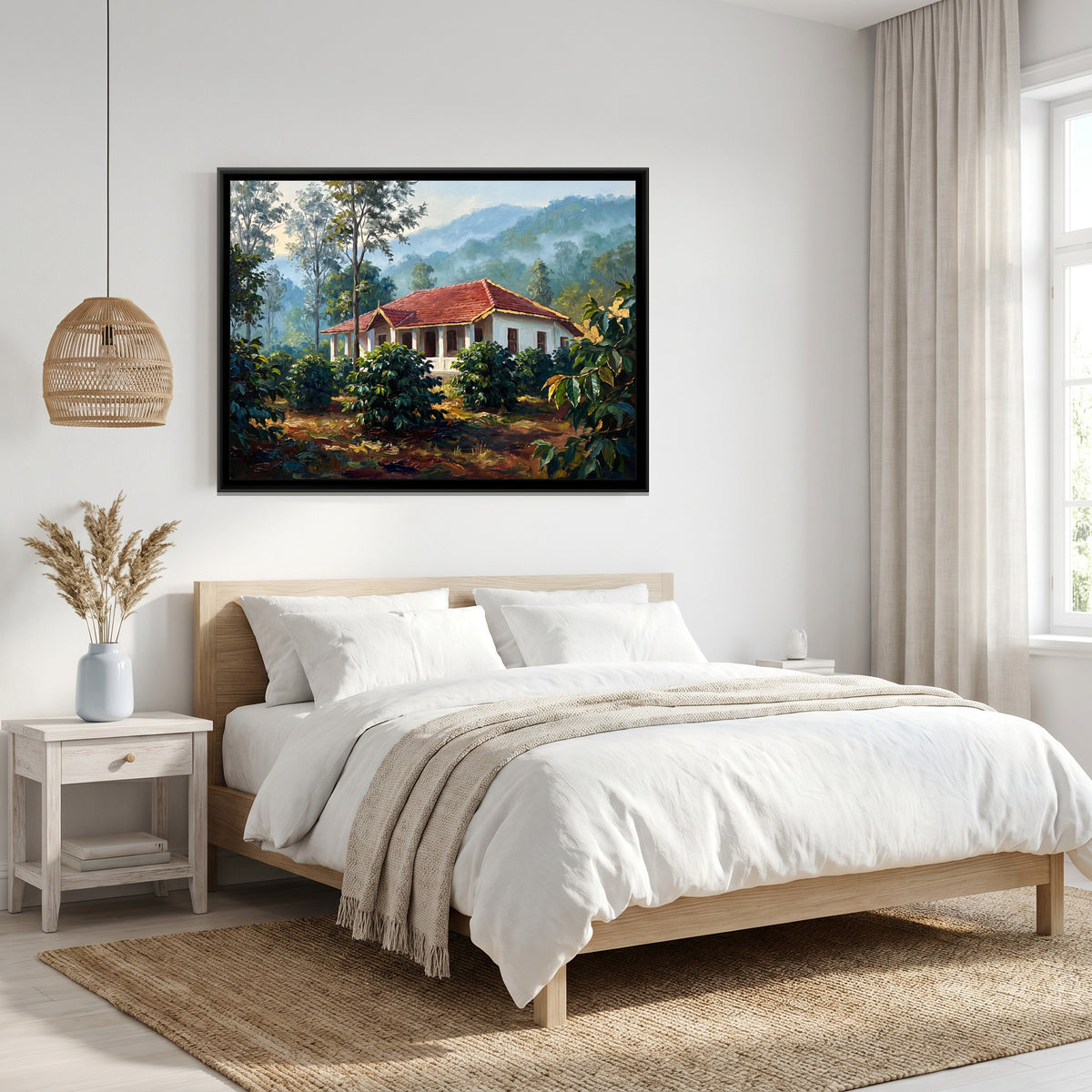 Planter's Bungalow among Silver Oaks, canvas print shown in a second room