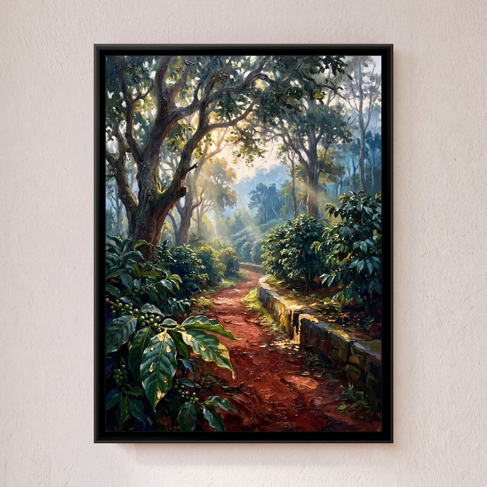 Estate Path through the Coffee Bushes, canvas in a room