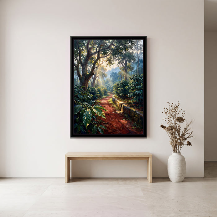 Estate Path through the Coffee Bushes, canvas in a room