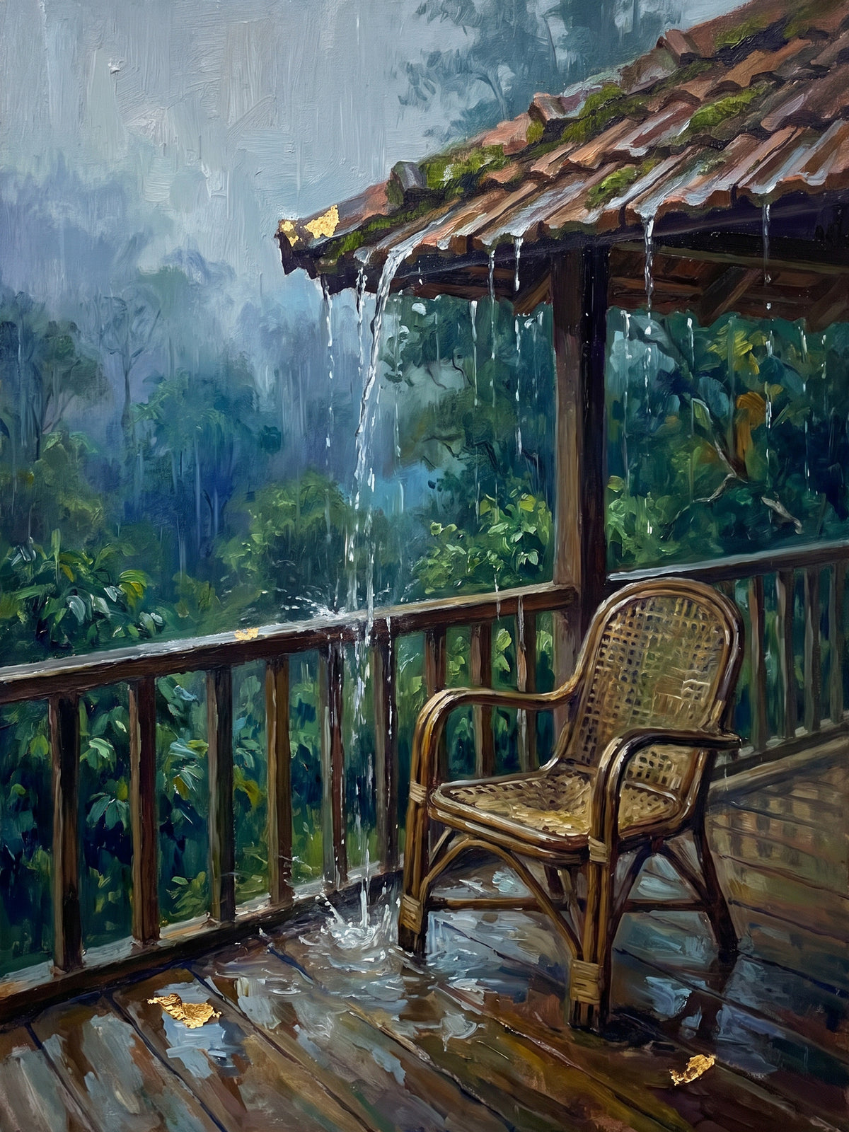 Rain on an Estate Verandah, the full artwork