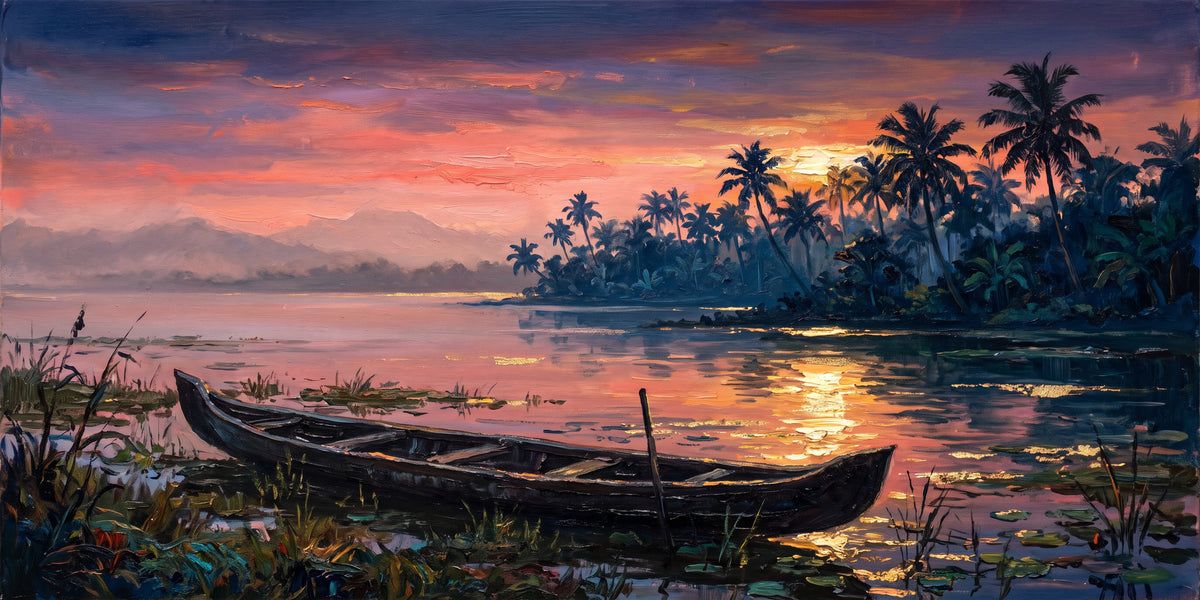 Kumarakom Lake at Dusk, the full artwork