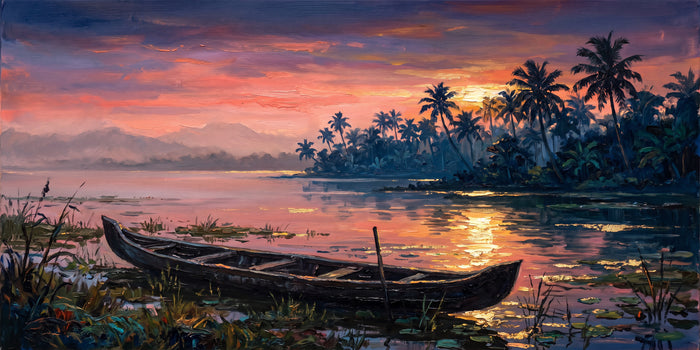 Kumarakom Lake at Dusk, the full artwork