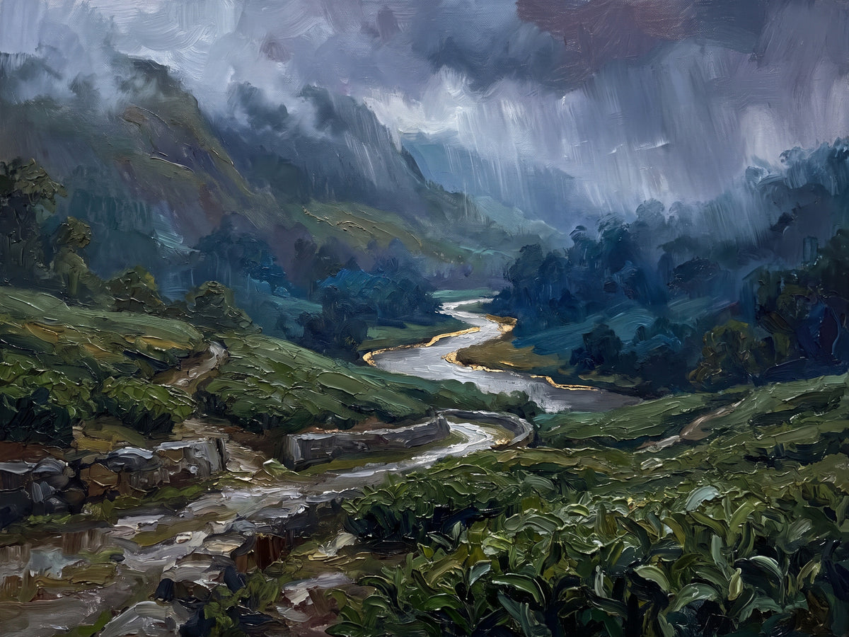 Monsoon over the Tea Estate, the full artwork