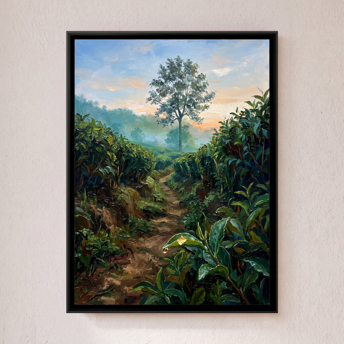 Path through the Munnar Tea Rows, canvas in a room