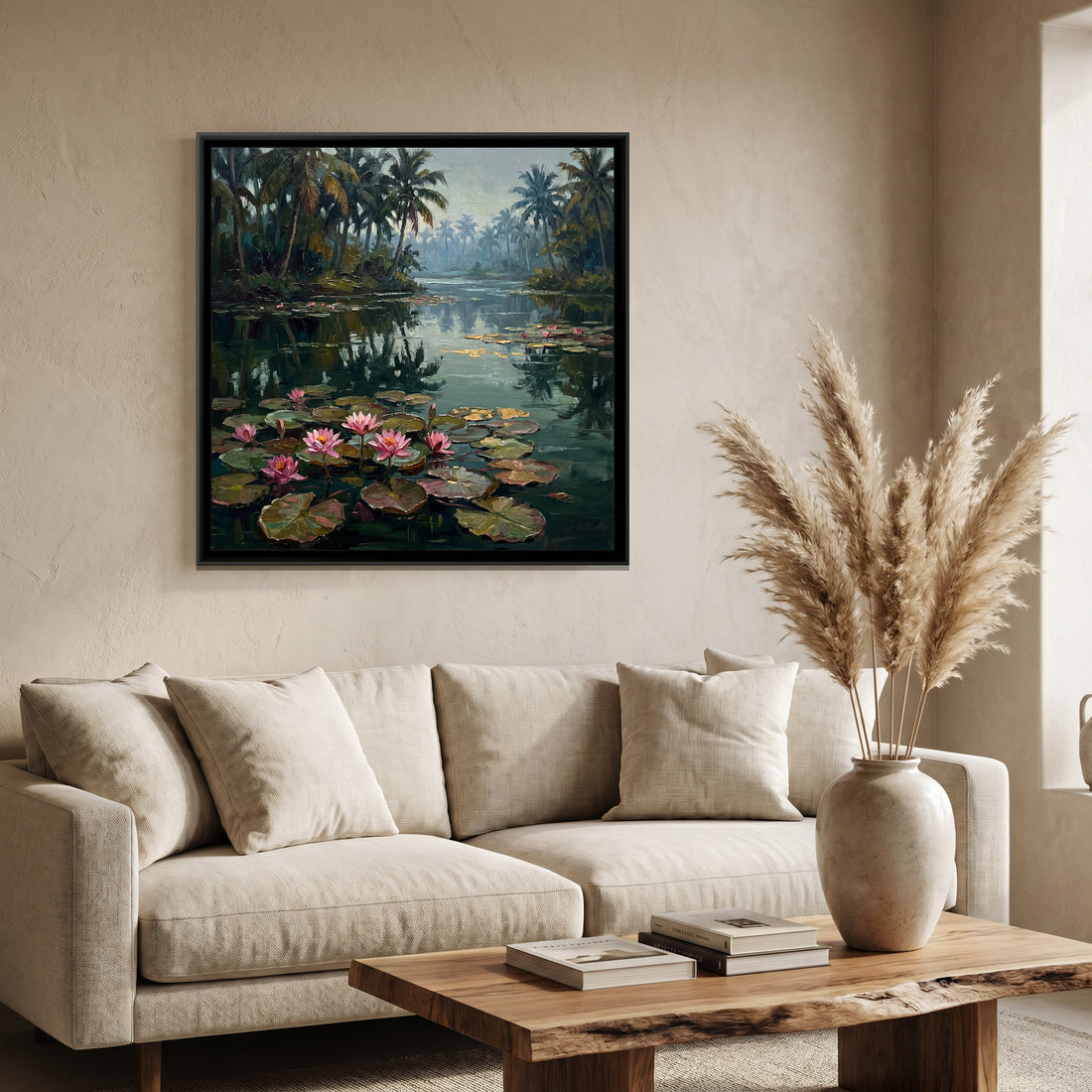 A Wishanart canvas in a floater frame, in a room