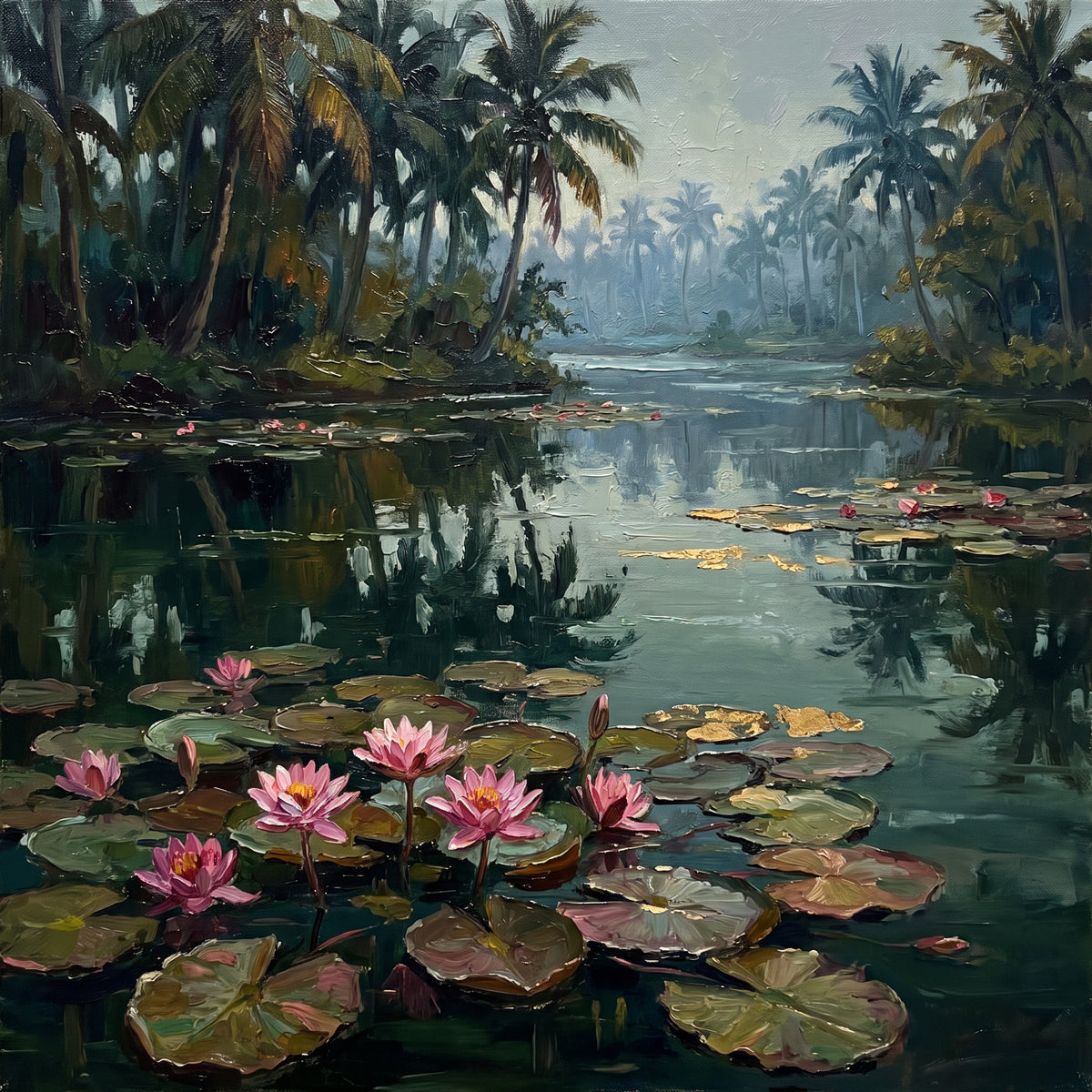 Water Lilies on a Backwater Canal, the full artwork