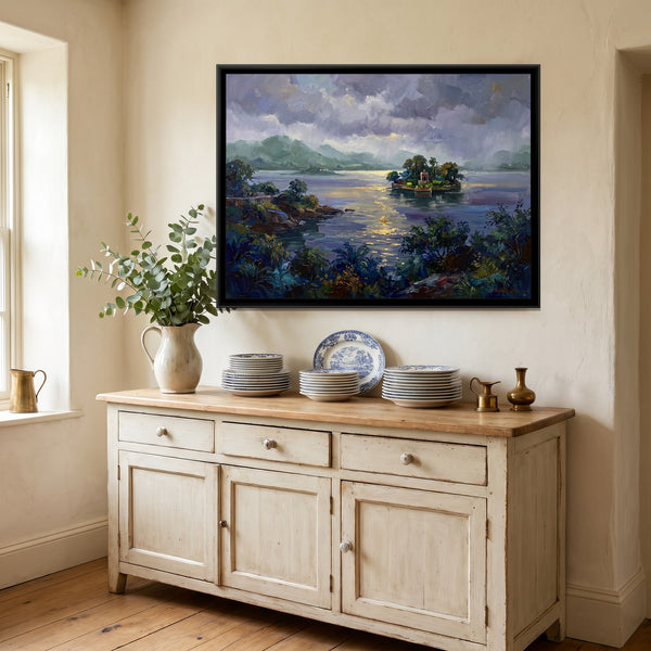Fateh Sagar in the Monsoon, canvas in a room