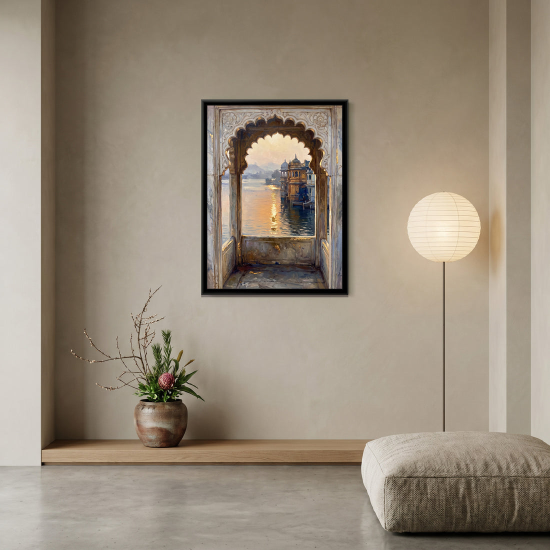 A Wishanart canvas in a floater frame, in a room