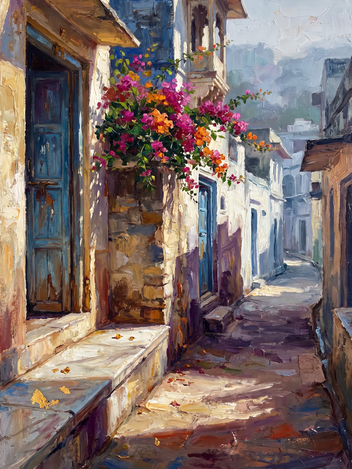 Old City Lane with Blue Doors, the full artwork