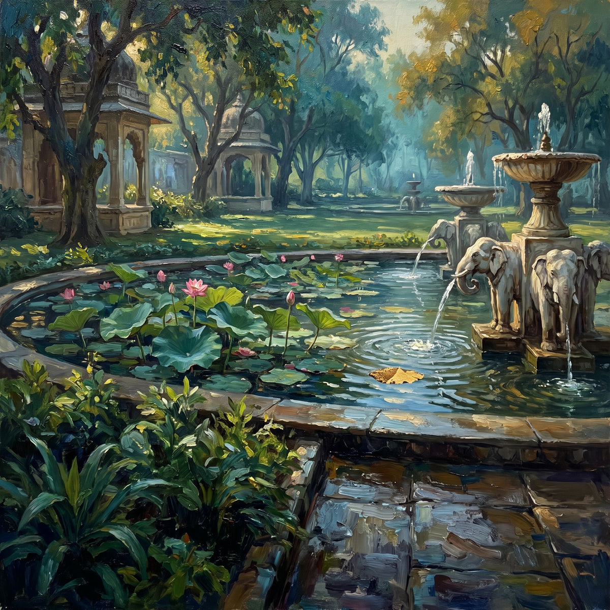 Lotus Pool at Saheliyon ki Bari, the full artwork