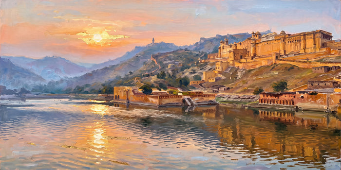 Amber Fort and Maota Lake at Sunrise, the full artwork