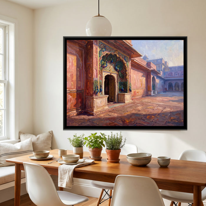 Peacock Gate at the City Palace, canvas print shown in a second room