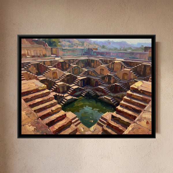 Panna Meena Stepwell at Noon, canvas in a room