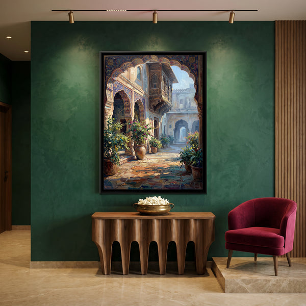 Courtyard of a Jaipur Haveli, canvas in a room