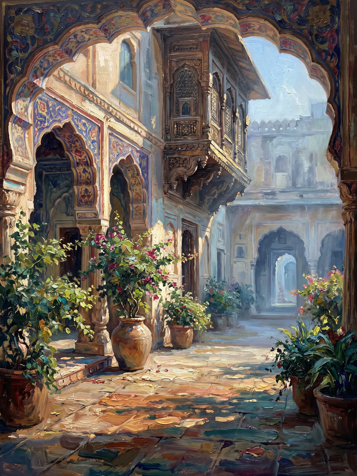 Courtyard of a Jaipur Haveli, the full artwork