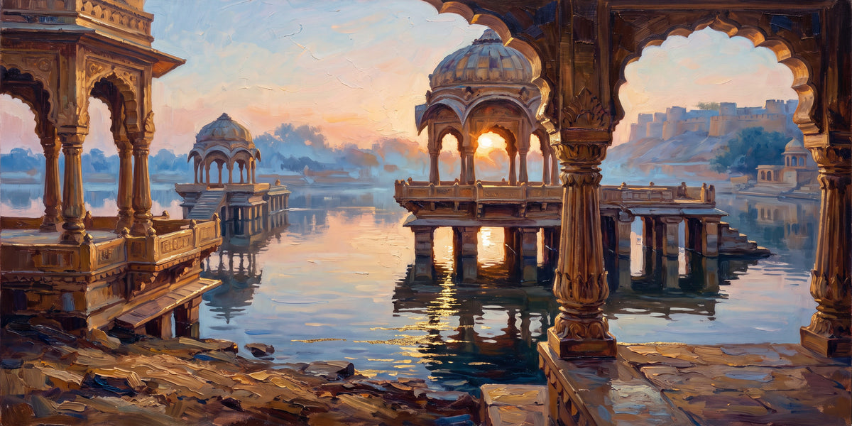 Gadisar Lake at Dawn, the full artwork
