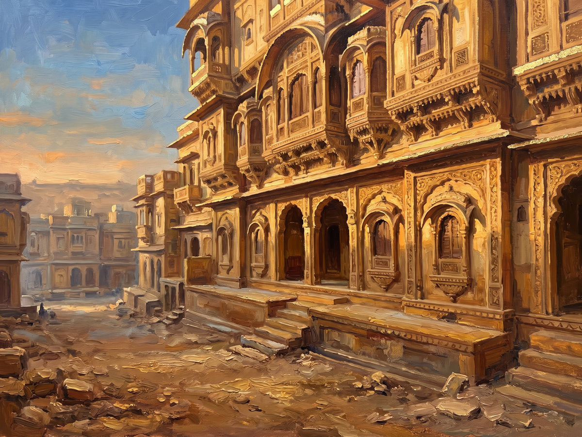 Haveli Facade in Golden Light, the full artwork