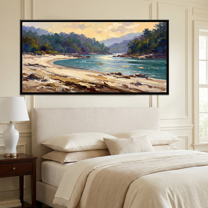 White Sand Beach on the Ganga, canvas print shown in a room