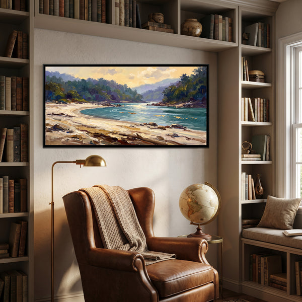 White Sand Beach on the Ganga, canvas in a room