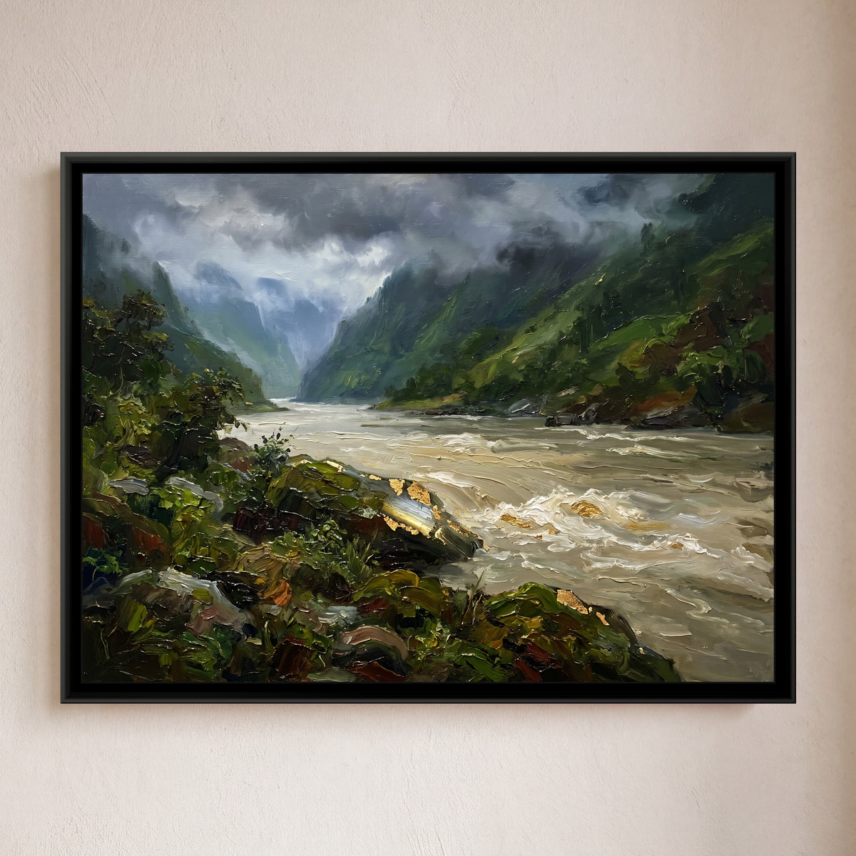 Monsoon Clouds over the Gorge, framed canvas print on a wall