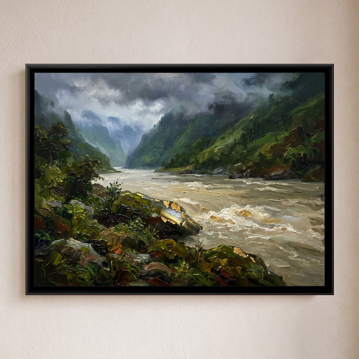 Monsoon Clouds over the Gorge, canvas in a room