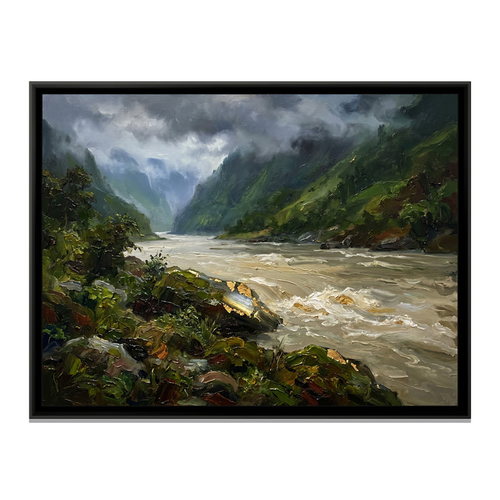 Monsoon Clouds over the Gorge, canvas print in a floater frame on a plain white background