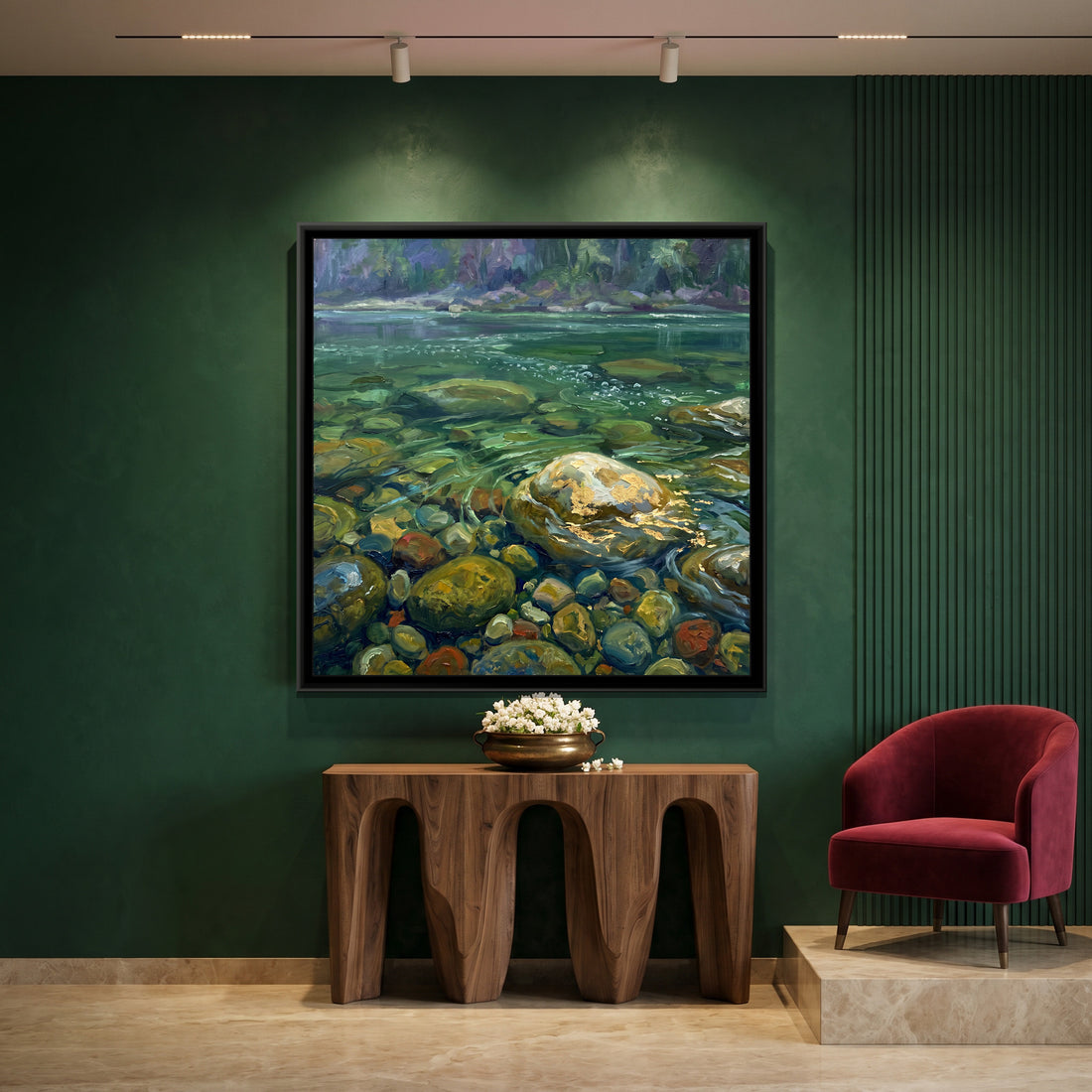 A Wishanart canvas in a floater frame, in a room