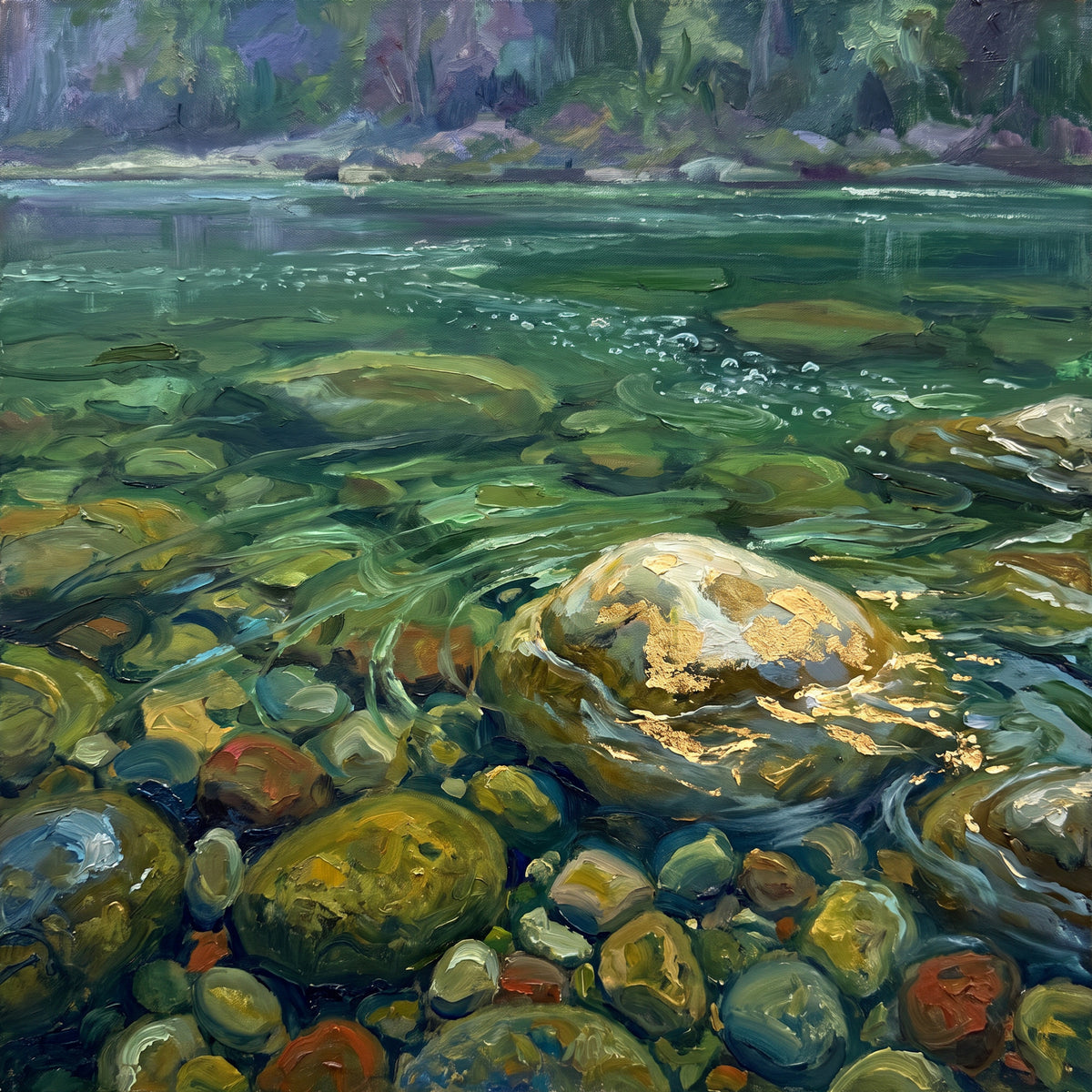 River Pebbles in Clear Water, the full artwork