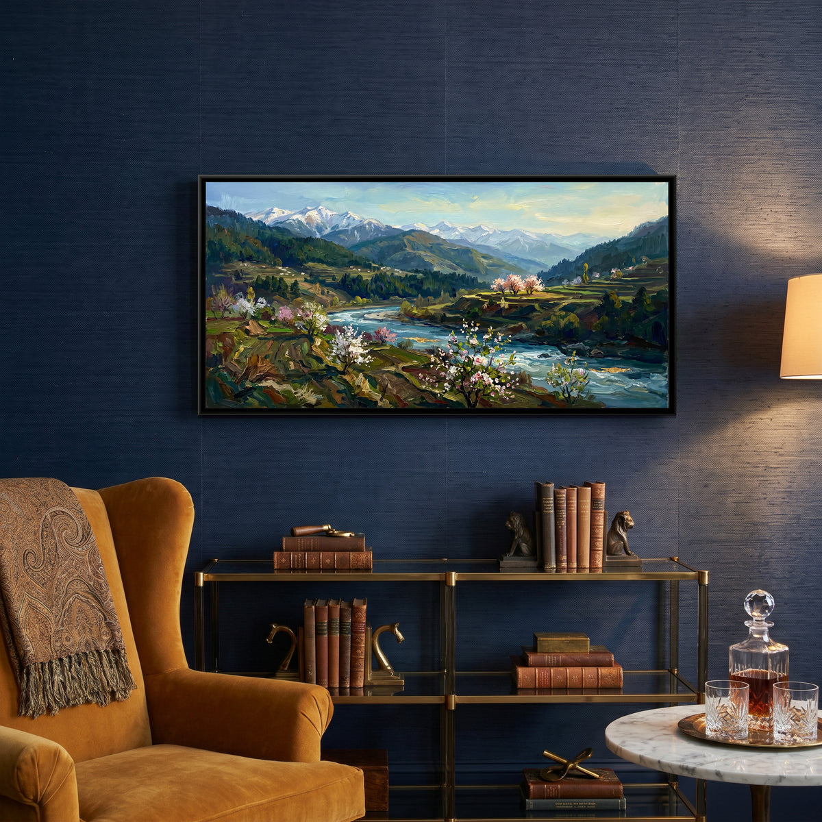 Kullu Valley in Spring, canvas print shown in a room