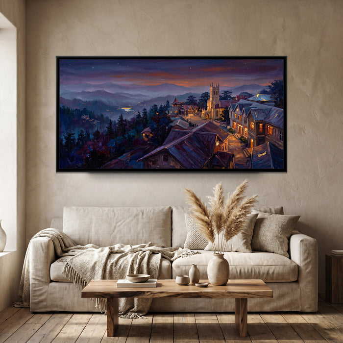 Shimla Ridge at Twilight, canvas in a room