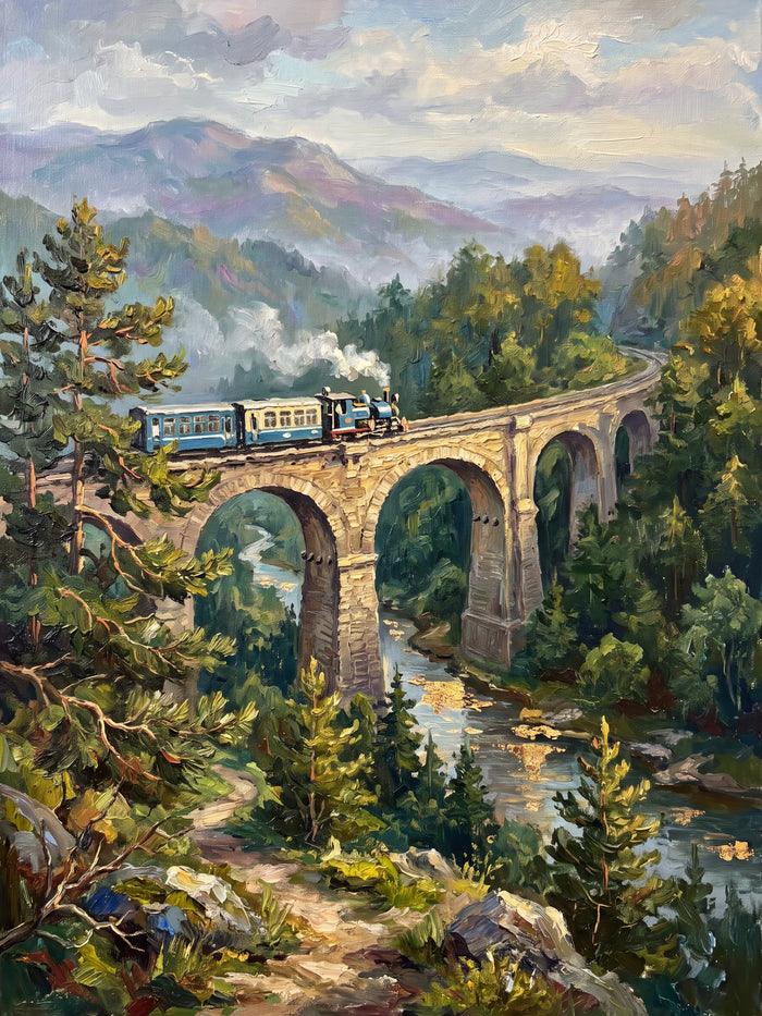 Toy Train Bridge in the Hills, the full artwork