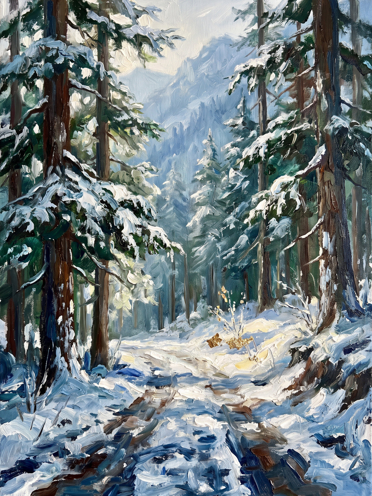 Deodar Forest Path after Snowfall, the full artwork