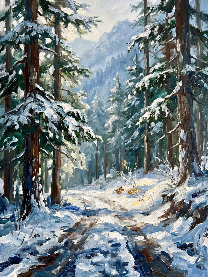 Deodar Forest Path after Snowfall, the full artwork