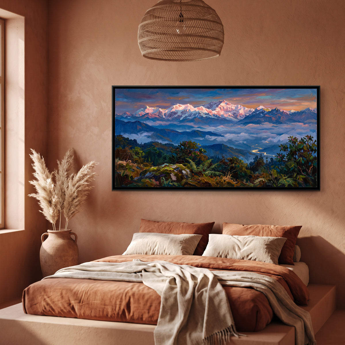 Kanchenjunga at Sunrise, canvas print shown in a room