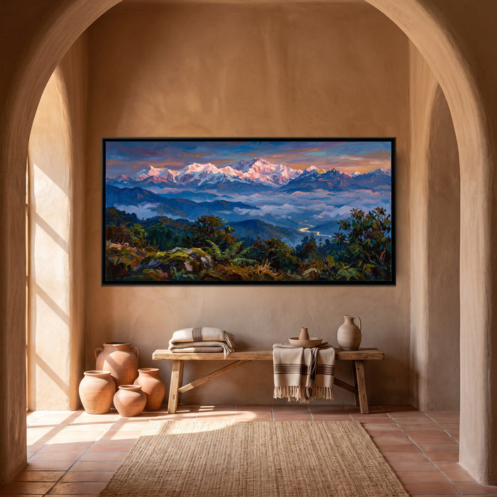 Kanchenjunga at Sunrise, canvas in a room