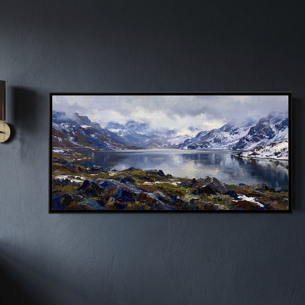 Tsomgo Lake among Snow Ridges, canvas in a room