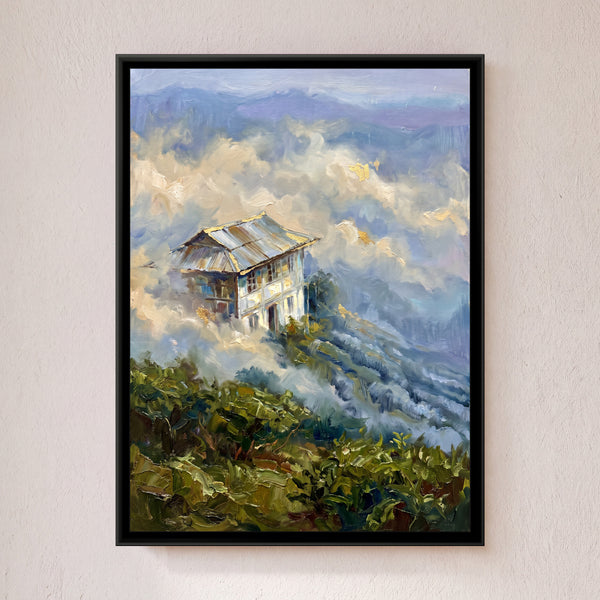 Tea Bungalow in the Clouds, canvas in a room