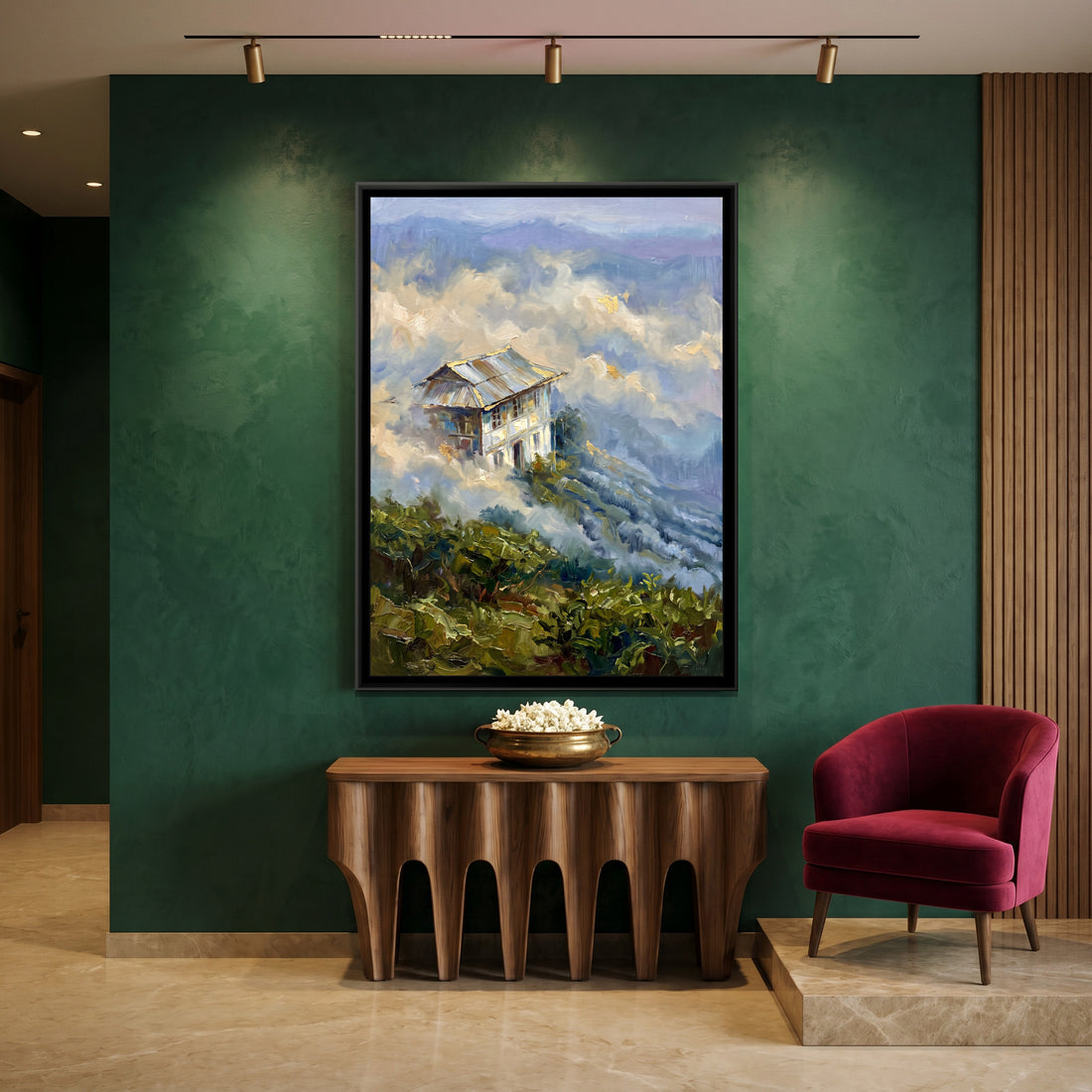 A Wishanart canvas in a floater frame, in a room