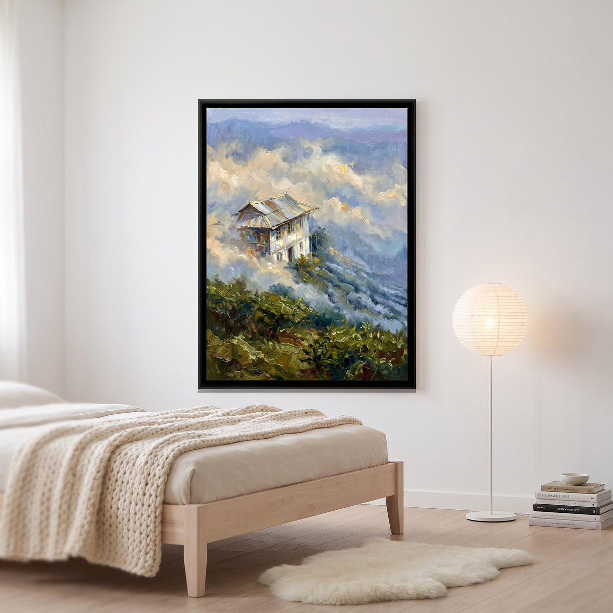 Tea Bungalow in the Clouds, canvas print shown in a second room