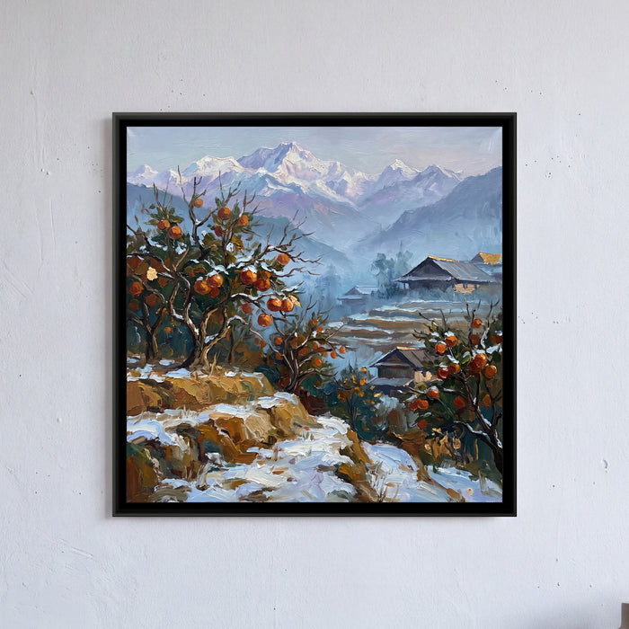 Orange Orchard in Sikkim Winter, canvas in a room