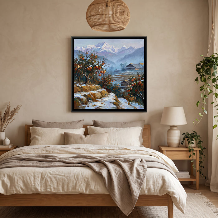 Orange Orchard in Sikkim Winter, canvas in a room