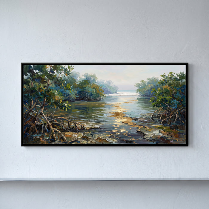 Mangroves of the Paradise Backwaters, canvas in a room