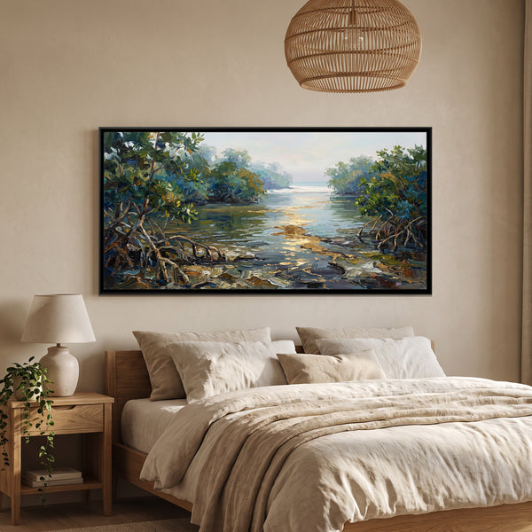 Mangroves of the Paradise Backwaters, canvas in a room