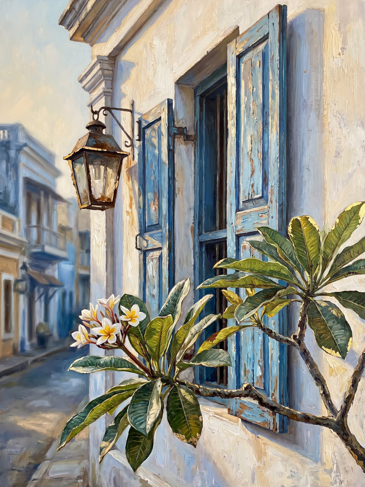 Blue Shutters and a Lantern, the full artwork